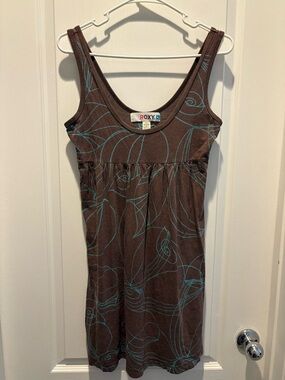 Y2K Roxy summer dress with Teal Floral Line Print